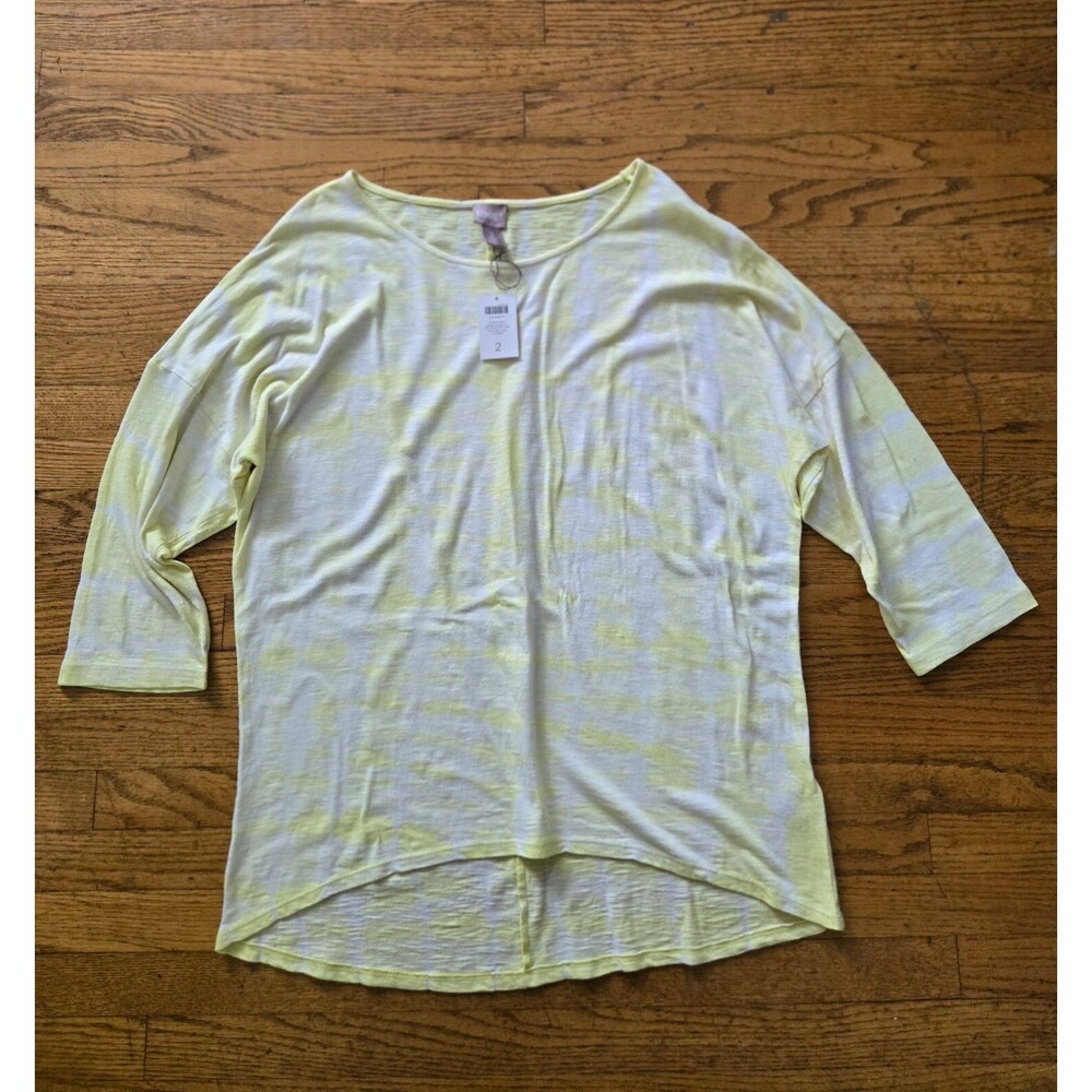 Chicos Womens Scoop Neck 3/4 Sleeve Tie Dye Top Size 2 (Large)